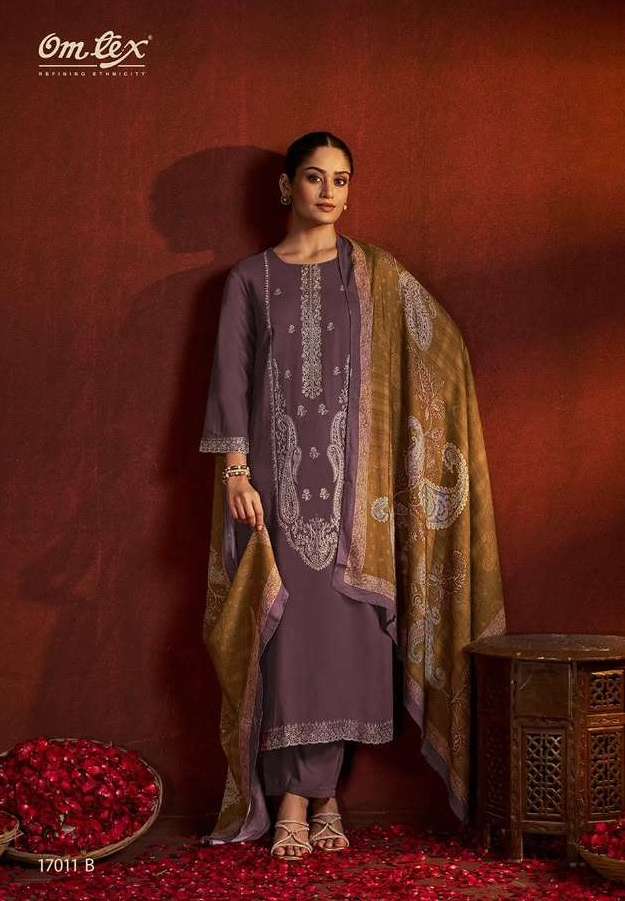 WINSLET SERIES 17011 BY OMTEX DESIGNER EMBROIDERY WORK PASHMINA SUITS ARE AVAILABLE AT WHOLESALE PRICE