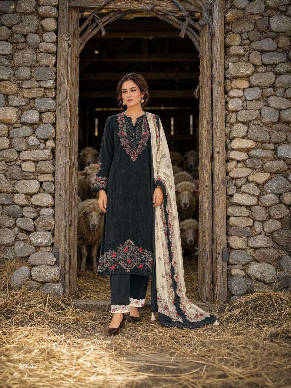 ZENYA SERIES 01 TO 05 BY VARSHA DESIGNER DIGITAL PRINTED WITH EMBROIDERY AND HAND WORK CORD PASHMINA SUITS ARE AVAILABLE AT WHOLESALE PRICE 