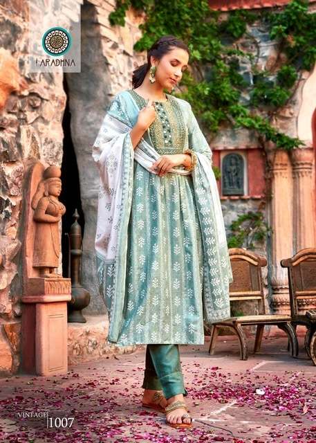 VINTAGE VOL-1 1001 TO 1008 KURTI ARADHANA DESIGNER WITH PRINTED COTTON KURTI WITH PANT AND DUPATTA ARE AVAILABLE AT WHOLESALE PRICE