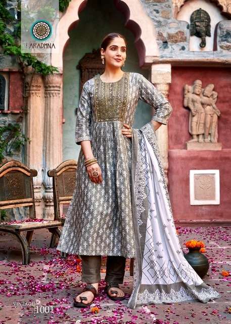 VINTAGE VOL-1 1001 TO 1008 KURTI ARADHANA DESIGNER WITH PRINTED COTTON KURTI WITH PANT AND DUPATTA ARE AVAILABLE AT WHOLESALE PRICE