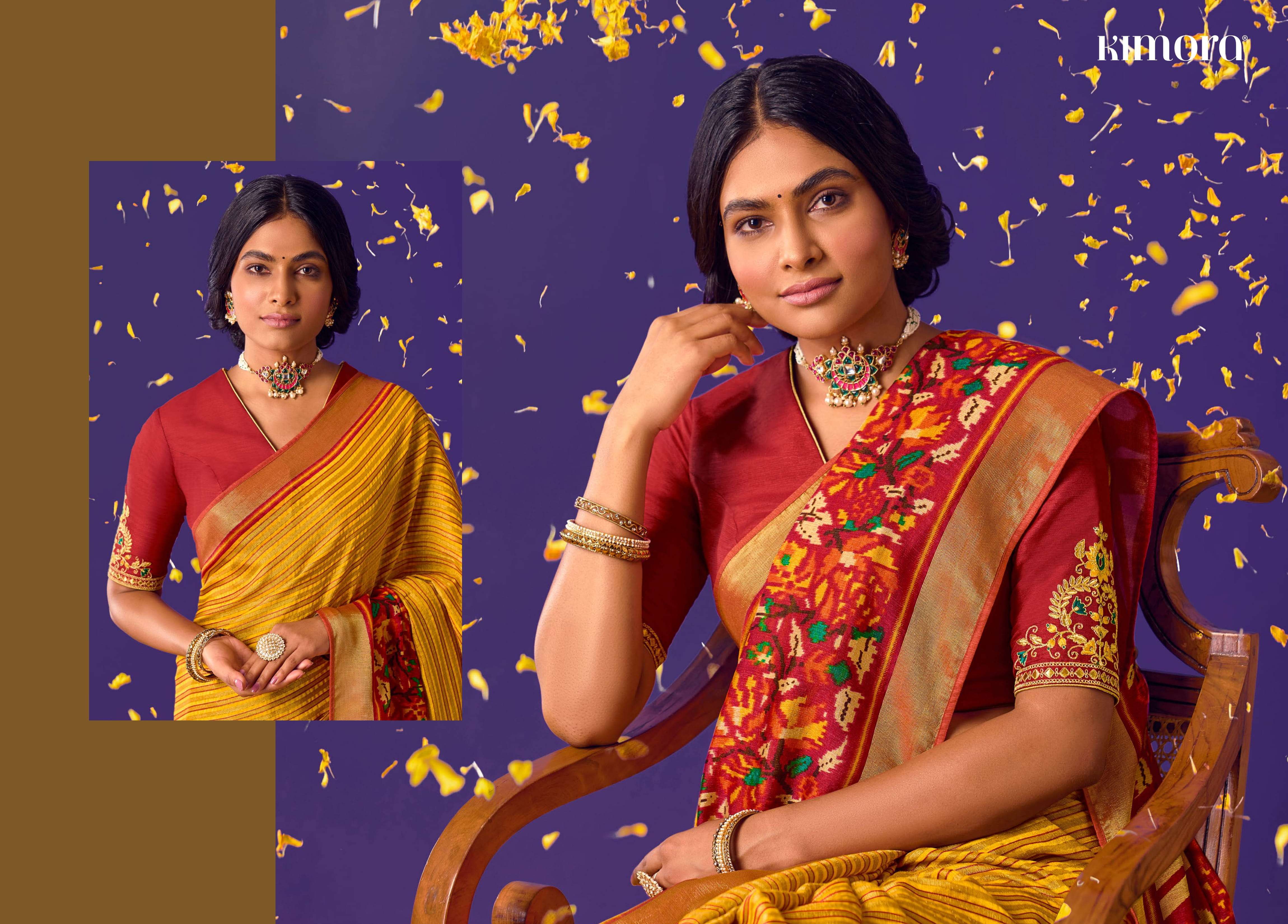 Latest Rainbow Farewell Look Floral Organza Saree