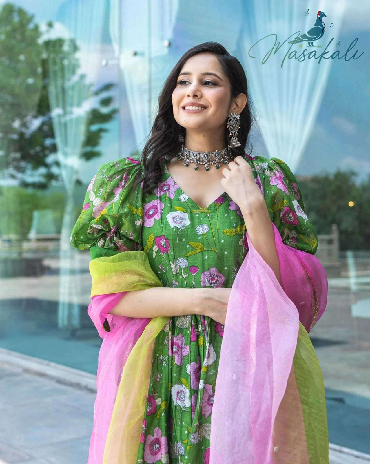 Suri Chanderi Silk Gown with Dupatta – Mina Designer Collection