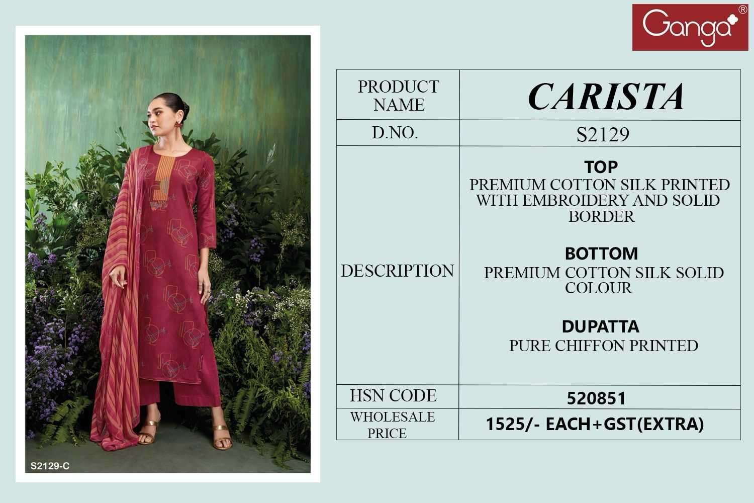 carista series 2129 by ganga designer with printed and embroidery work cotton silk suits are available at wholesale price 0 2024 01 10 15 37 58