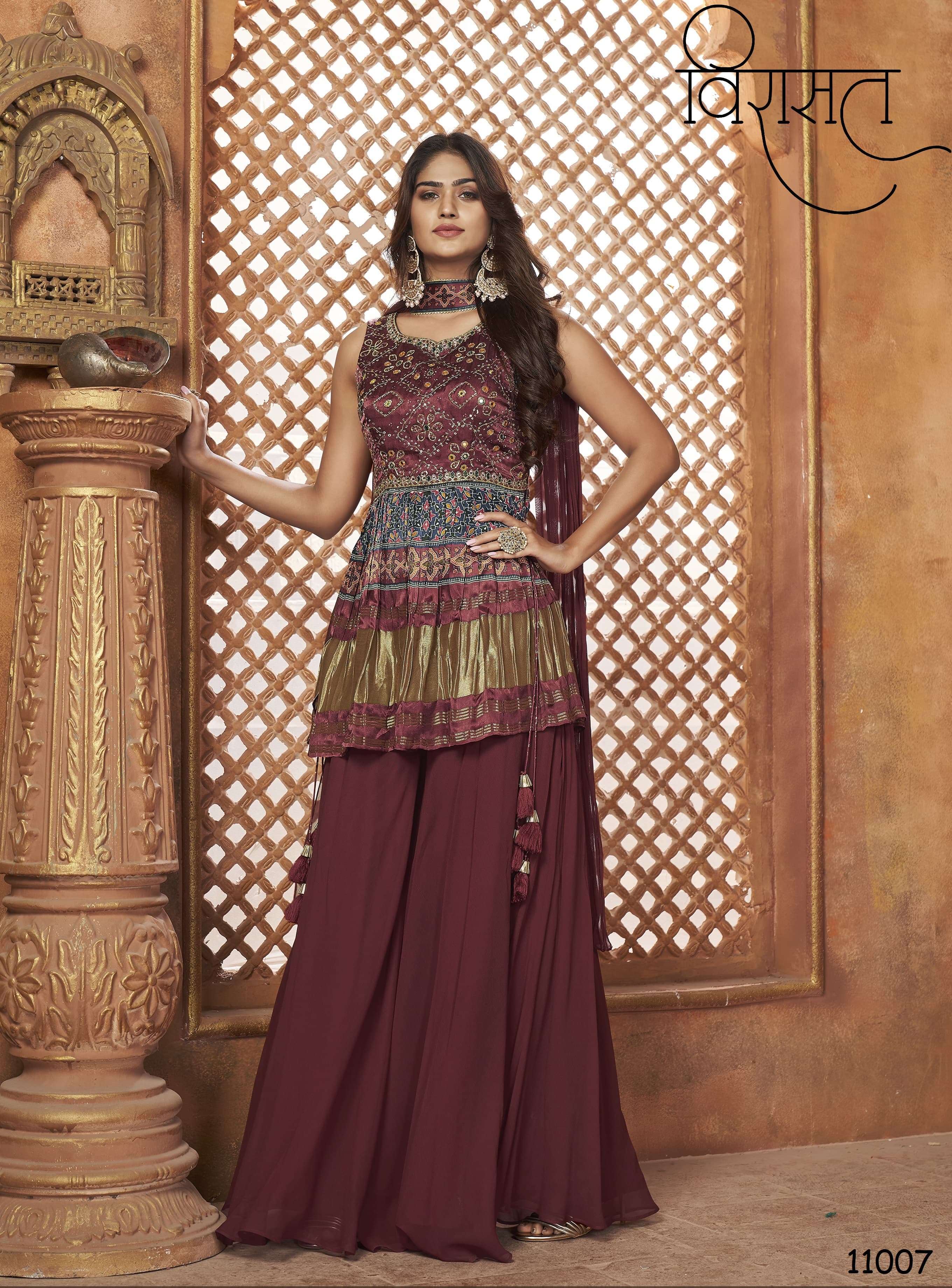 NOOR VOL-2 SERIES 15005 TO 15008 BY VIRASAT DESIGNER WITH PRINTED AND WORK GEORGETTE PEPLUM SUITS ARE AVAILABLE AT WHOLESALE PRICE