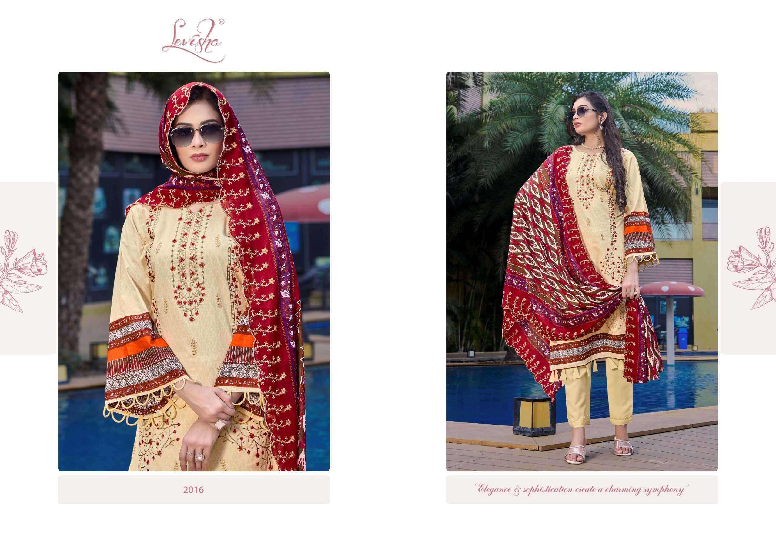 BIN SAEED NX SERIES 2013 TO 2018 BY LEVISHA DESIGNER WITH PRINTED AND WORK CAMBRIC COTTON SUITS ARE AVAILABLE AT WHOLESALE PRICE