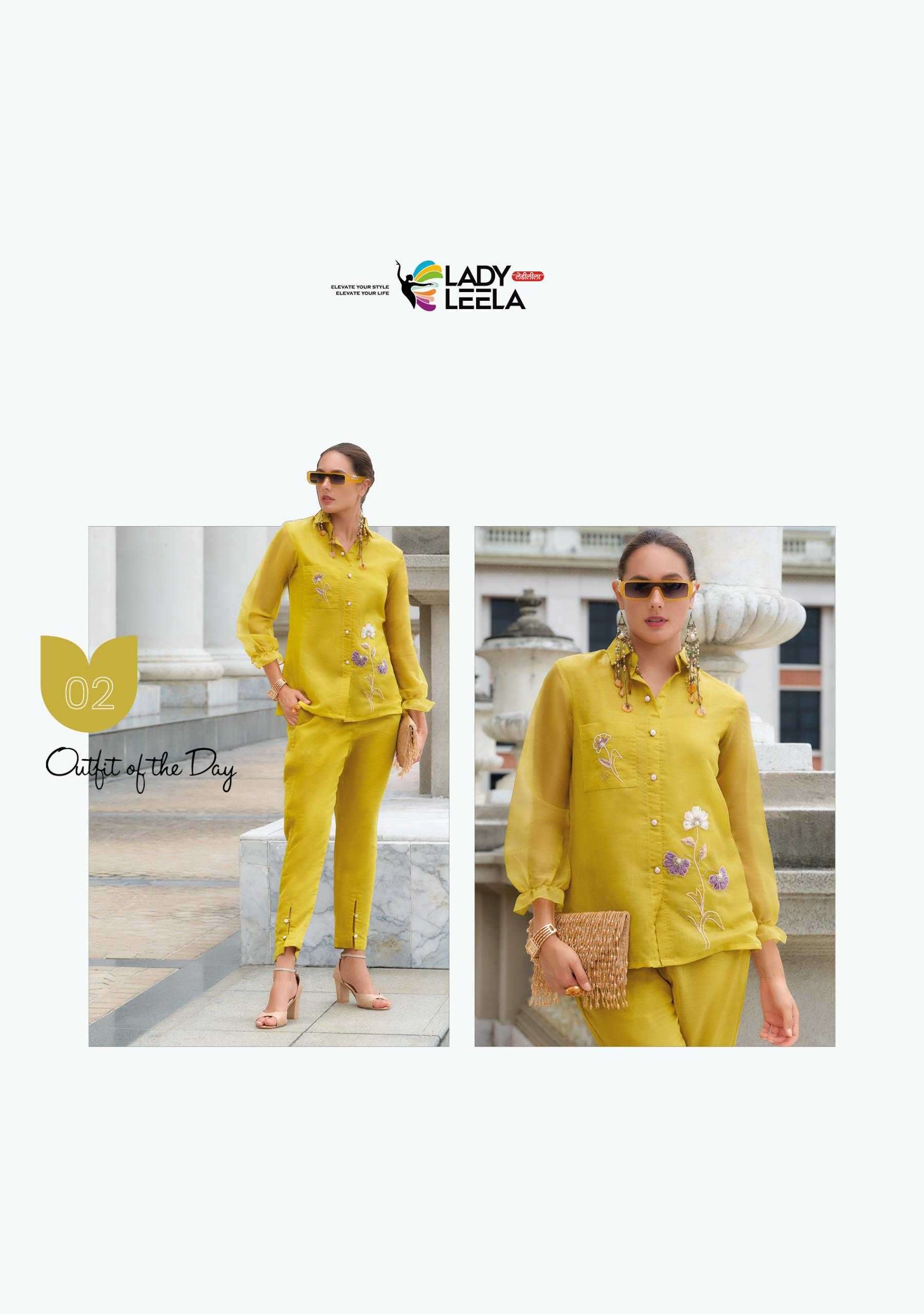 MARBLES VOL-5 SERIES 501 TO 506 BY LADY LEELA DESIGNER WORK VISCOSE ORGANZA CO ORD SETS ARE AVAILABLE AT WHOLESALE PRICE