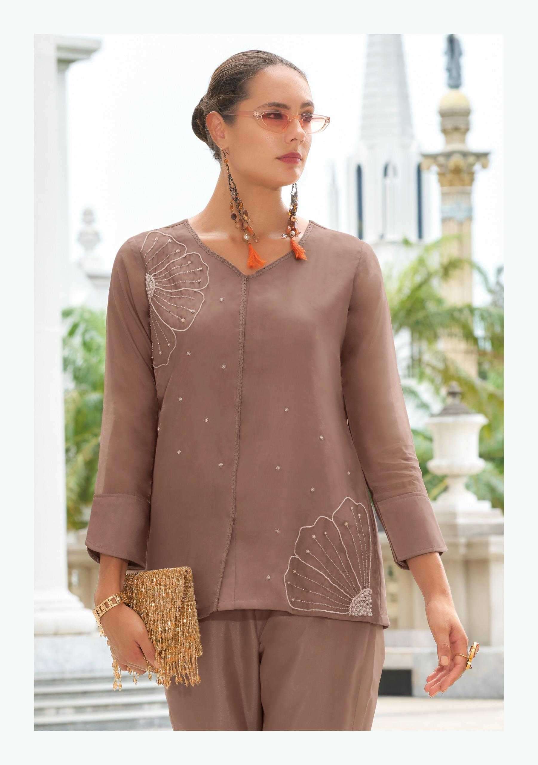 MARBLES VOL-5 SERIES 501 TO 506 BY LADY LEELA DESIGNER WORK VISCOSE ORGANZA CO ORD SETS ARE AVAILABLE AT WHOLESALE PRICE