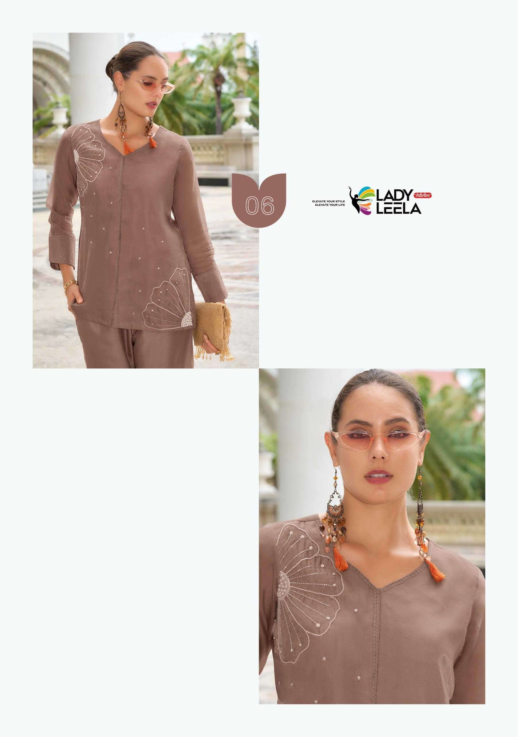MARBLES VOL-5 SERIES 501 TO 506 BY LADY LEELA DESIGNER WORK VISCOSE ORGANZA CO ORD SETS ARE AVAILABLE AT WHOLESALE PRICE