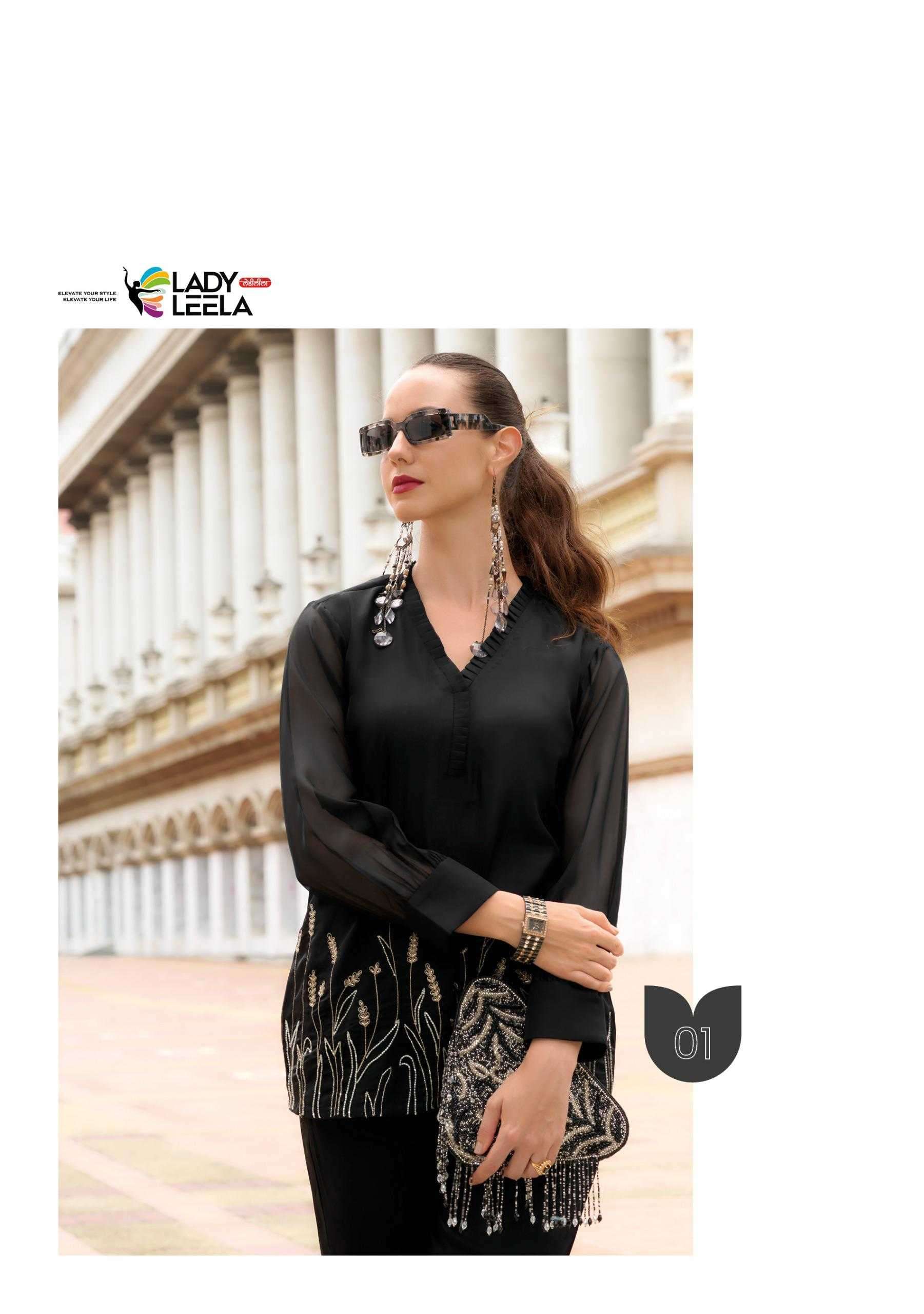 MARBLES VOL-5 SERIES 501 TO 506 BY LADY LEELA DESIGNER WORK VISCOSE ORGANZA CO ORD SETS ARE AVAILABLE AT WHOLESALE PRICE