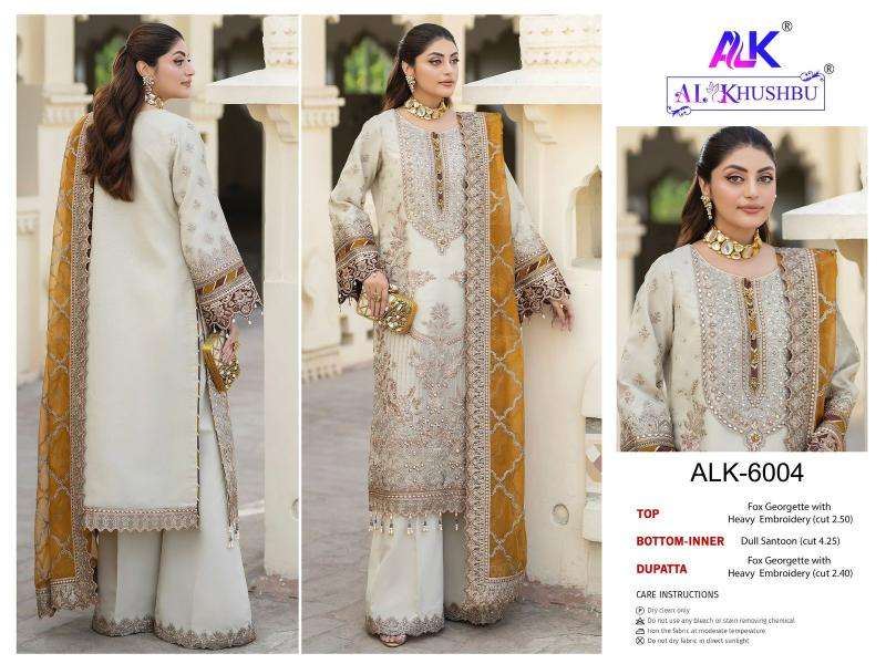 AGHA NOOR SERIES 6003 TO 6006 BY AL KHUSHBU DESIGNER EMBROIDERY WORK GEORGETTE PAKISTANI STYLE SUITS ARE AVAILABLE AT WHOLESALE PRICE