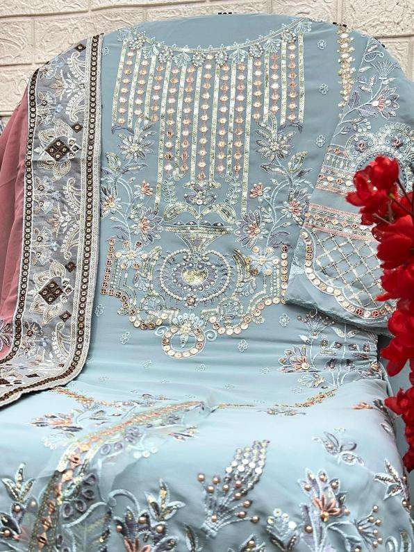 AGHA NOOR SERIES 6003 TO 6006 BY AL KHUSHBU DESIGNER EMBROIDERY WORK GEORGETTE PAKISTANI STYLE SUITS ARE AVAILABLE AT WHOLESALE PRICE