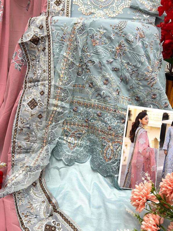 AGHA NOOR SERIES 6003 TO 6006 BY AL KHUSHBU DESIGNER EMBROIDERY WORK GEORGETTE PAKISTANI STYLE SUITS ARE AVAILABLE AT WHOLESALE PRICE