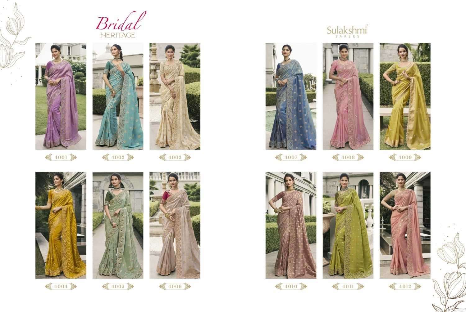 BRIDAL HERITAGE SERIES 4001 TO 4012 BY SULAKSHMI DESIGNER WORK TISSUE SILK SAREES ARE AVAILABLE AT WHOLESALE PRICE
