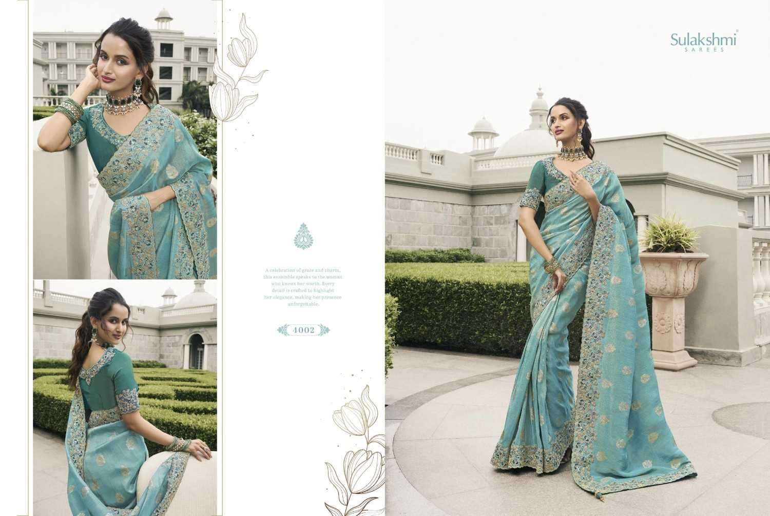 BRIDAL HERITAGE SERIES 4001 TO 4012 BY SULAKSHMI DESIGNER WORK TISSUE SILK SAREES ARE AVAILABLE AT WHOLESALE PRICE