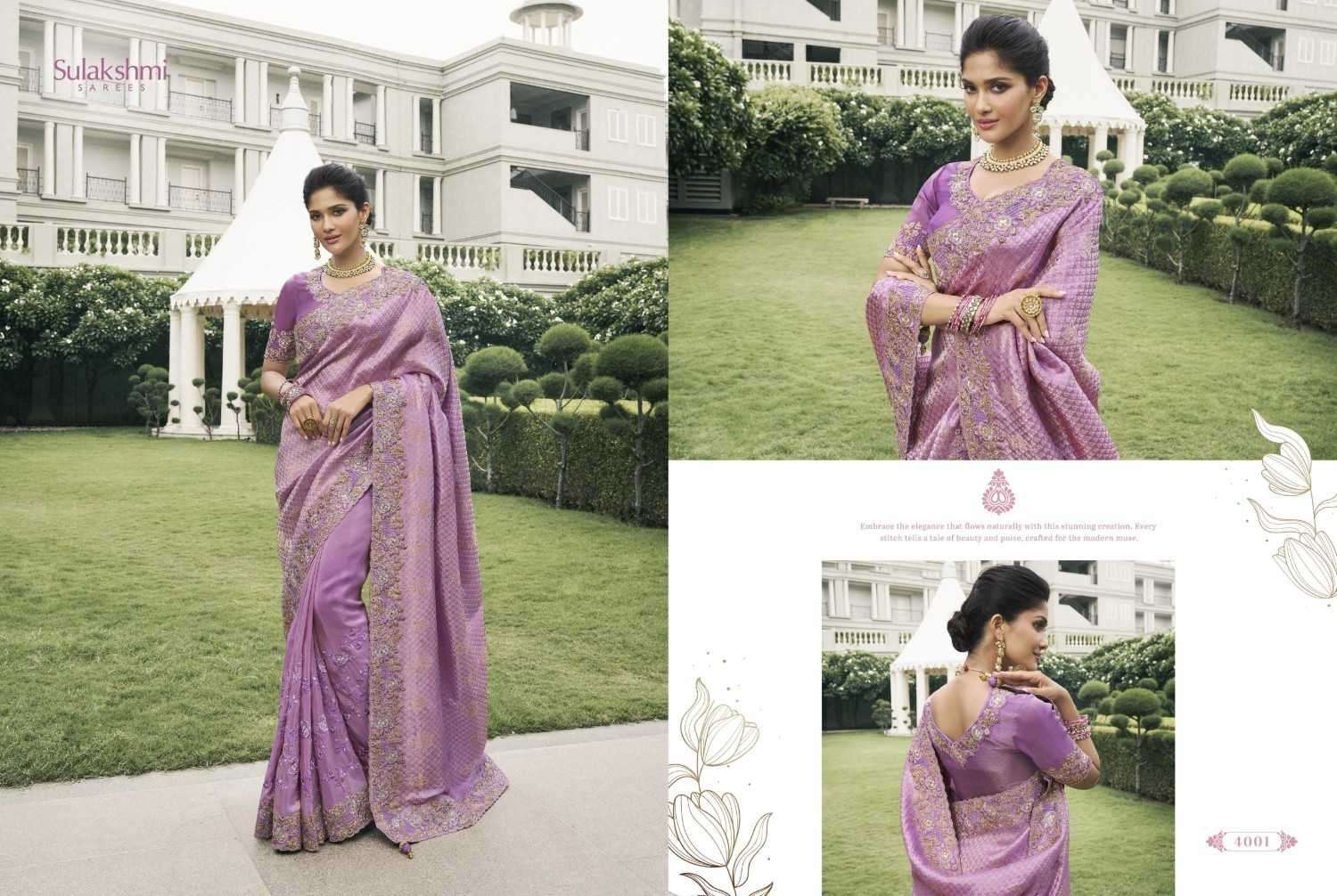 BRIDAL HERITAGE SERIES 4001 TO 4012 BY SULAKSHMI DESIGNER WORK TISSUE SILK SAREES ARE AVAILABLE AT WHOLESALE PRICE