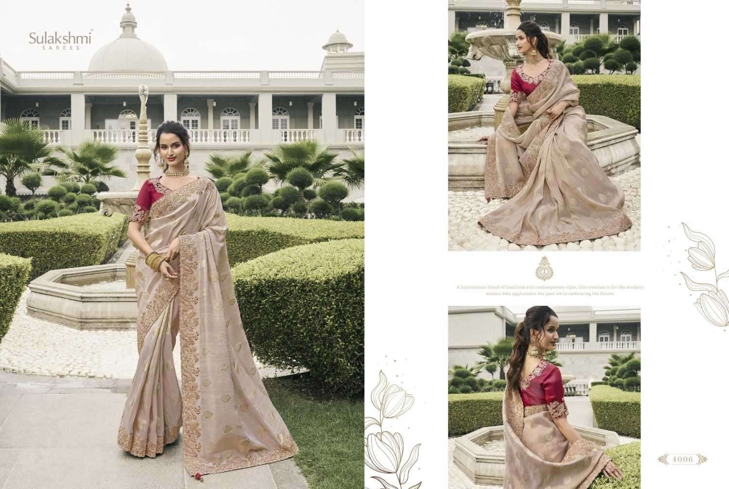 BRIDAL HERITAGE SERIES 4001 TO 4012 BY SULAKSHMI DESIGNER WORK TISSUE SILK SAREES ARE AVAILABLE AT WHOLESALE PRICE