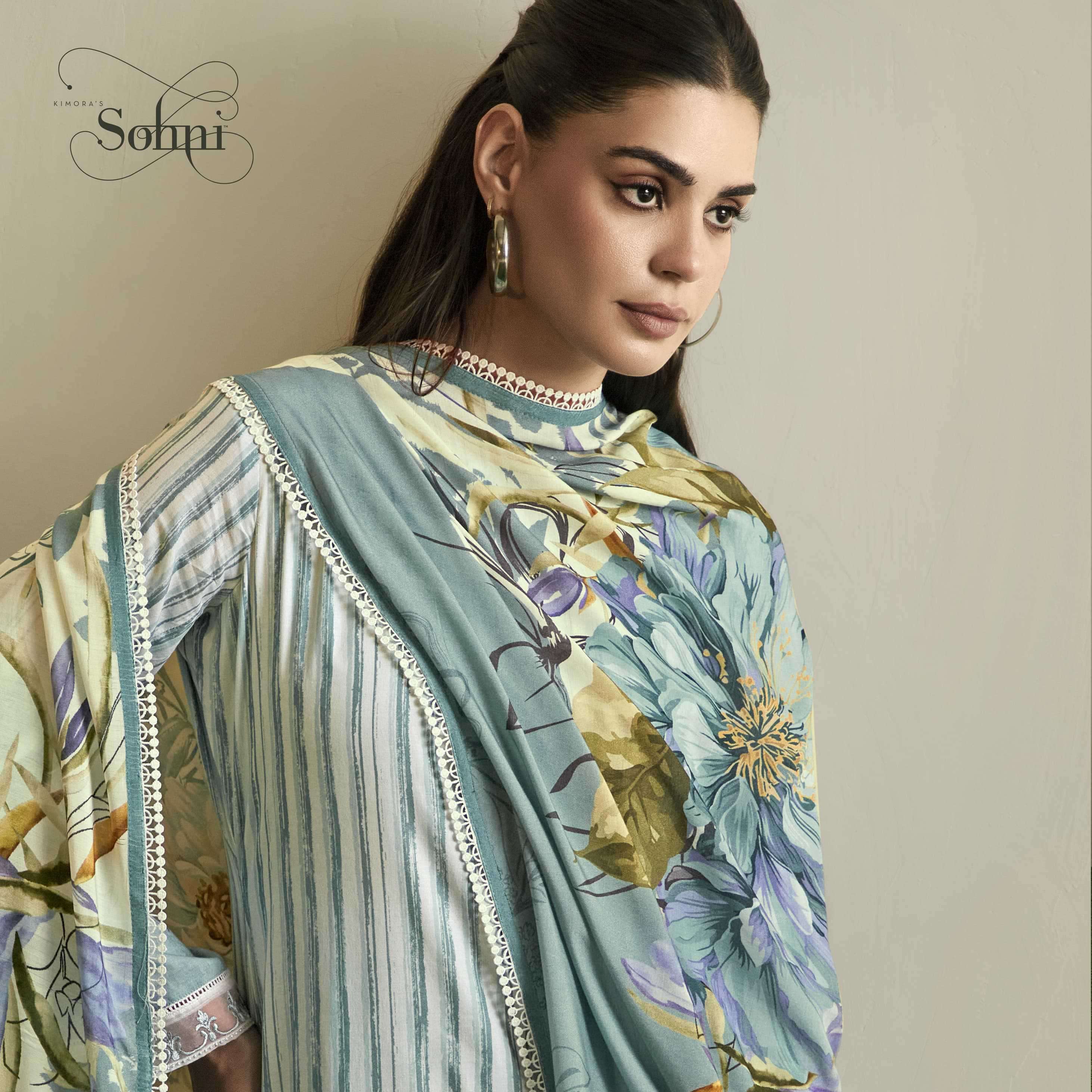 FLORA SERIES 241 TO 244 BY SOHNI KIMORA DESIGNER DIGITAL PRINTED AND WORK LAWN SUITS ARE AVAILABLE AT WHOLESALE PRICE