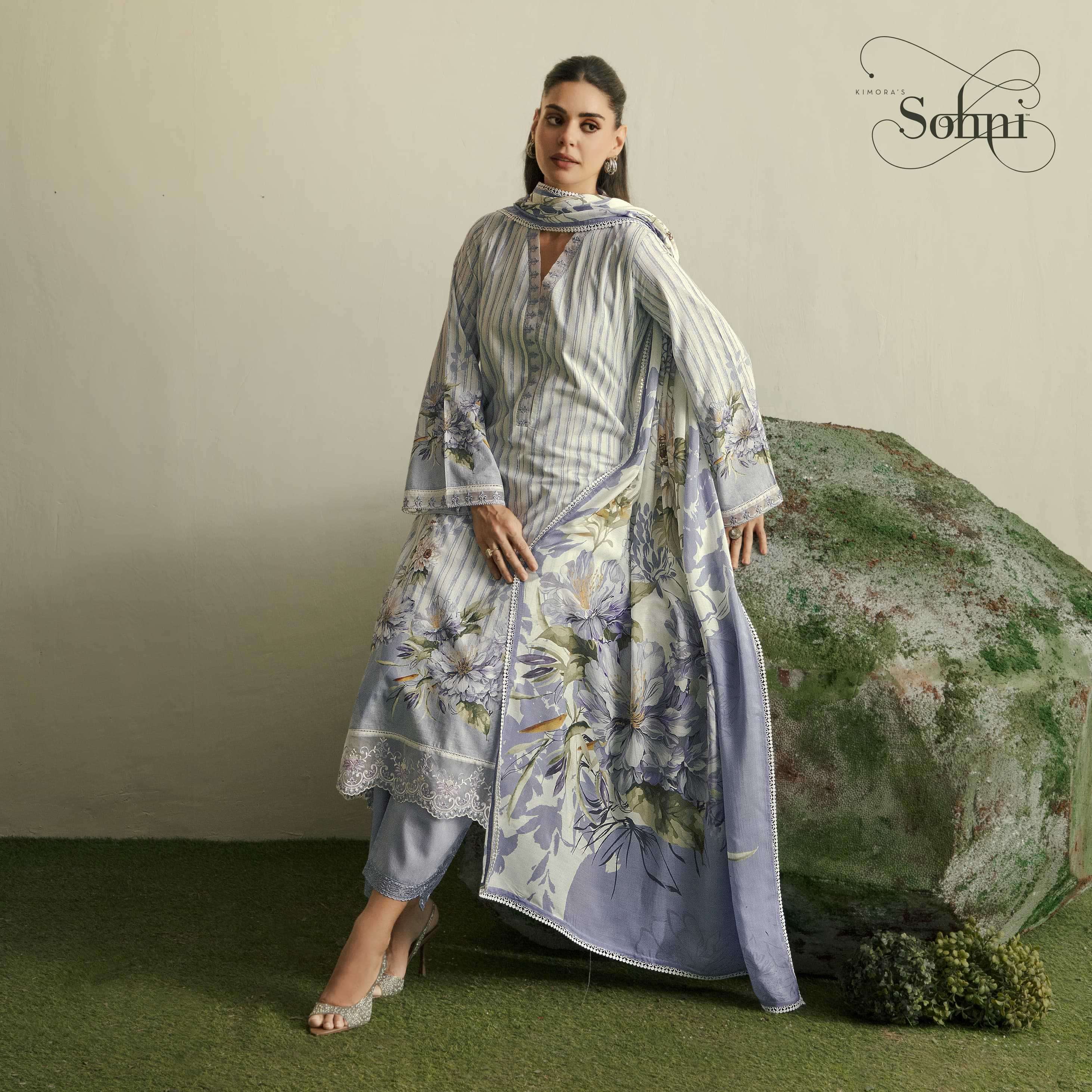FLORA SERIES 241 TO 244 BY SOHNI KIMORA DESIGNER DIGITAL PRINTED AND WORK LAWN SUITS ARE AVAILABLE AT WHOLESALE PRICE