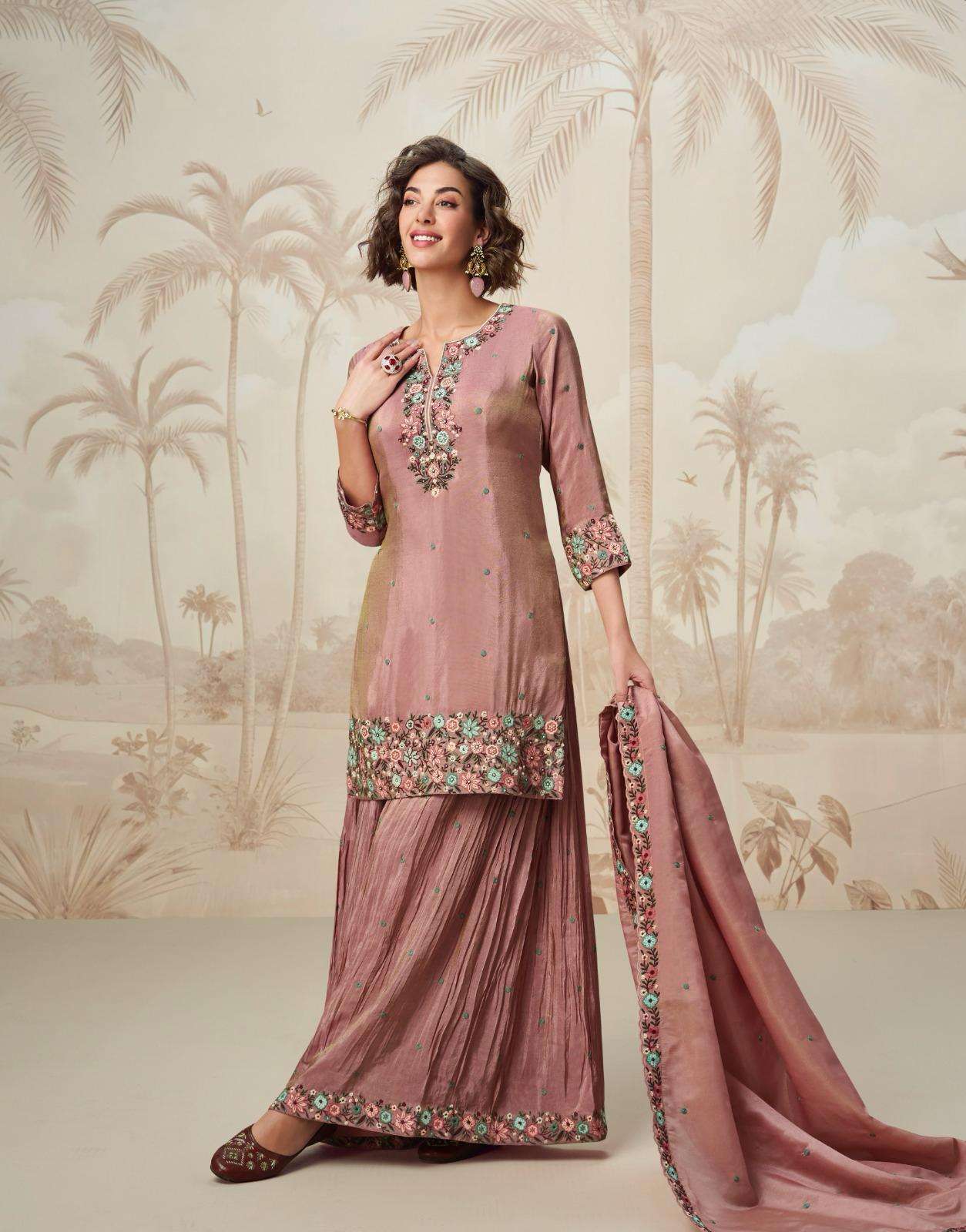 NAGMA SERIES 10223 TO 10224 BY MOR BAGH DESIGNER WORK ORGANZA SHIMMER SILK READYMADE SUITS ARE AVAILABLE AT WHOLESALE PRICE