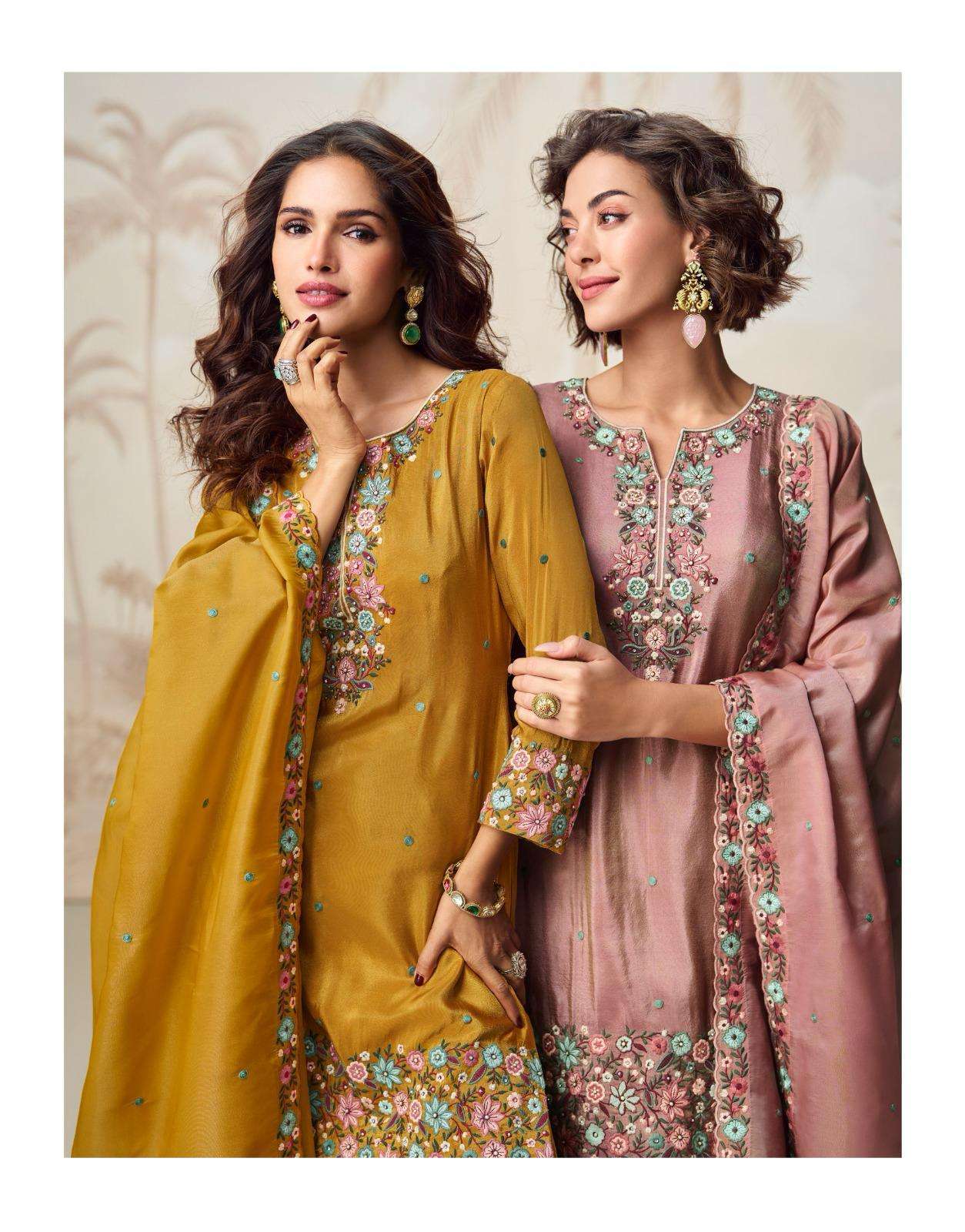 NAGMA SERIES 10223 TO 10224 BY MOR BAGH DESIGNER WORK ORGANZA SHIMMER SILK READYMADE SUITS ARE AVAILABLE AT WHOLESALE PRICE