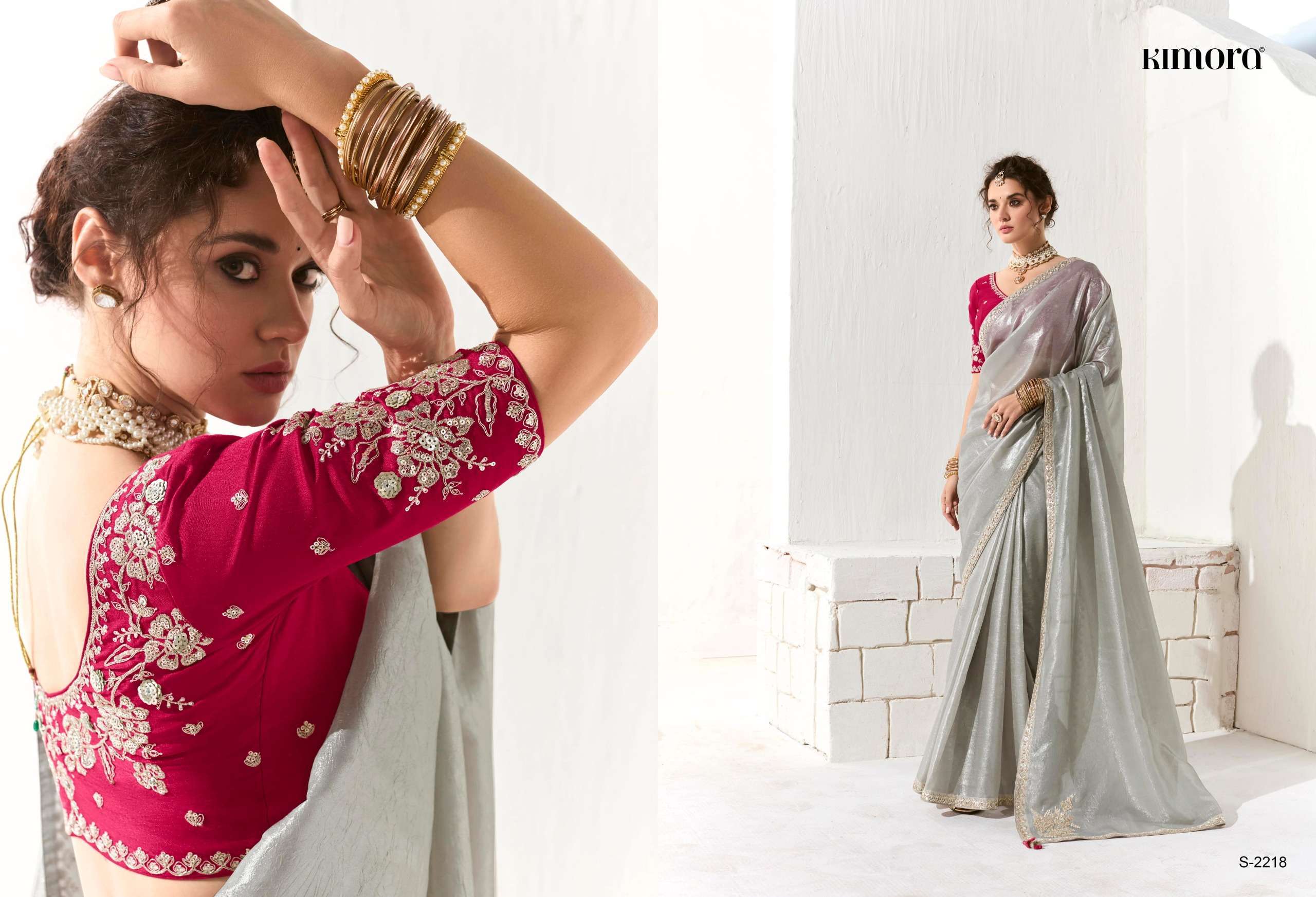 RUNWAY SERIES 2211 TO 2225 SAREE BY KIMORA DESIGNER FANCY WORK ORGANZA SAREES ARE AVAILABLE AT WHOLESALE PRICE