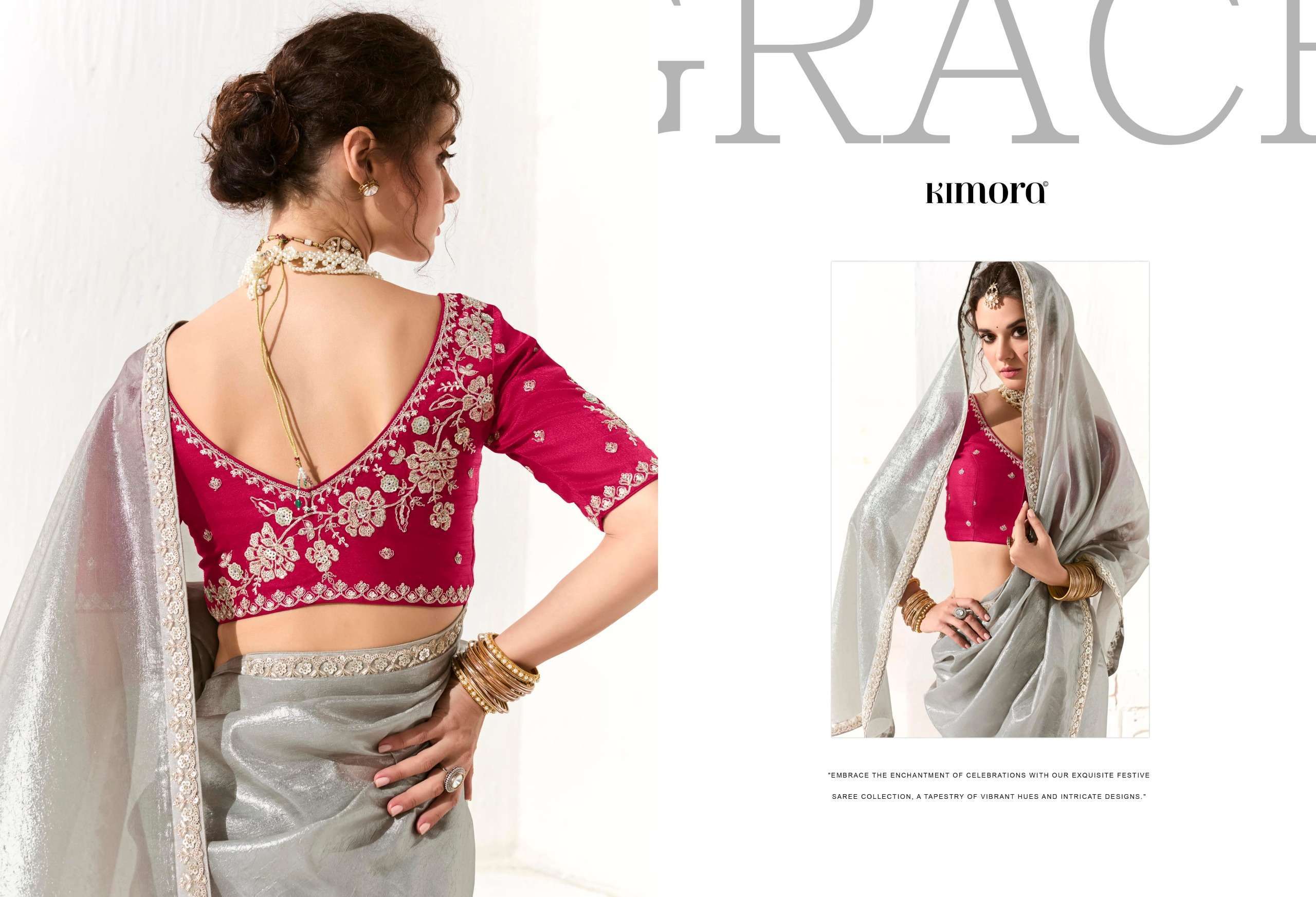 RUNWAY SERIES 2211 TO 2225 SAREE BY KIMORA DESIGNER FANCY WORK ORGANZA SAREES ARE AVAILABLE AT WHOLESALE PRICE
