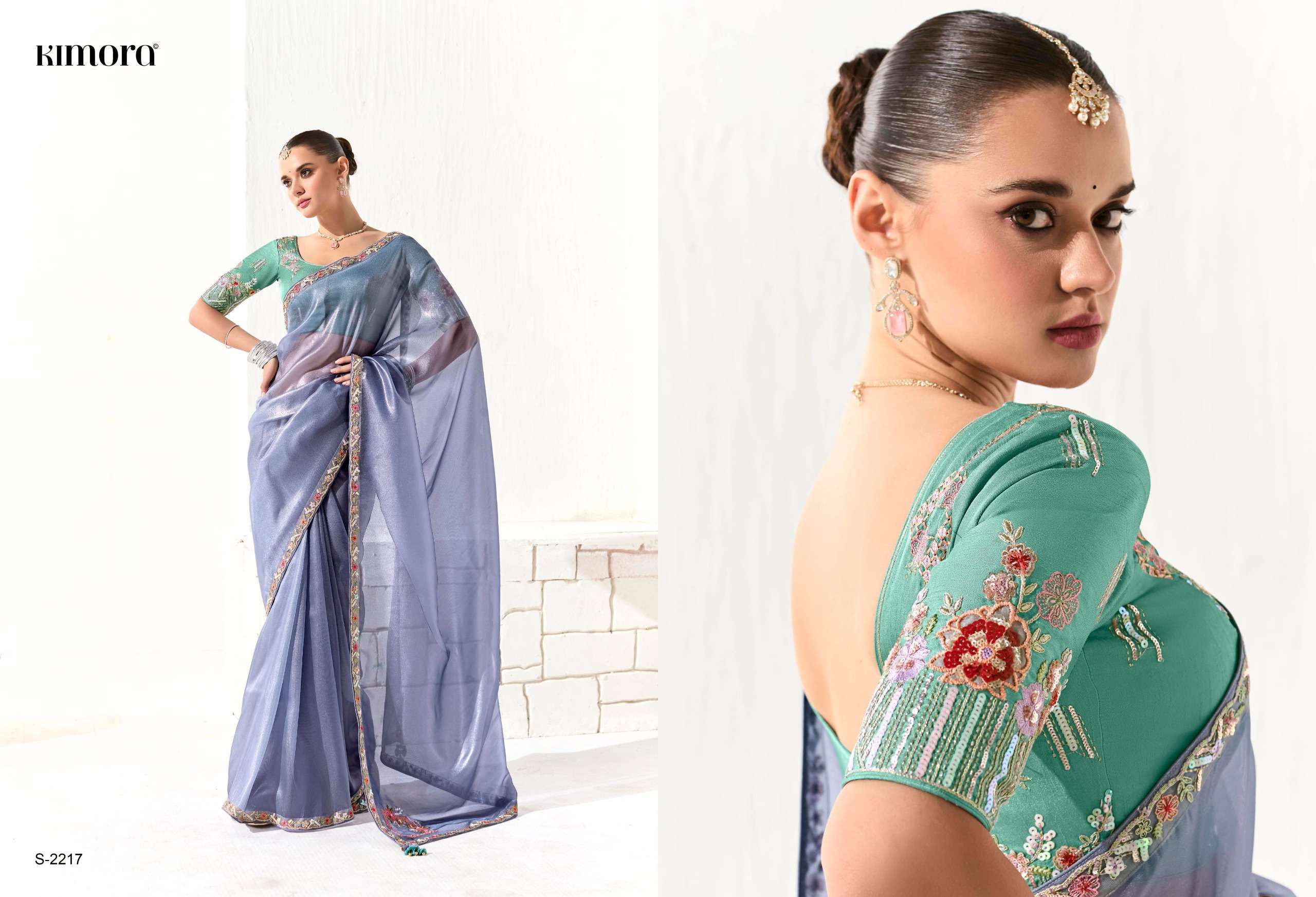 RUNWAY SERIES 2211 TO 2225 SAREE BY KIMORA DESIGNER FANCY WORK ORGANZA SAREES ARE AVAILABLE AT WHOLESALE PRICE