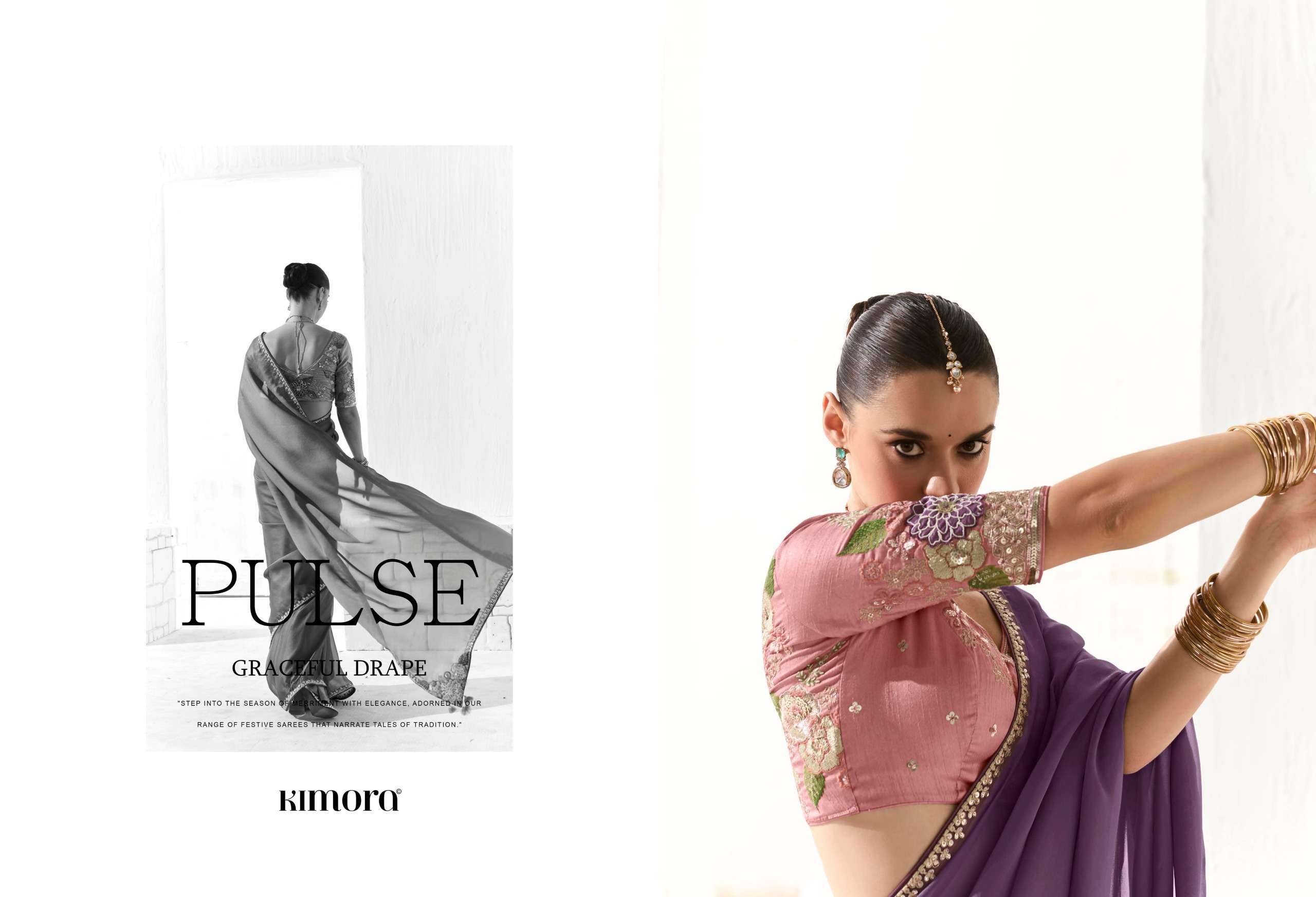 RUNWAY SERIES 2211 TO 2225 SAREE BY KIMORA DESIGNER FANCY WORK ORGANZA SAREES ARE AVAILABLE AT WHOLESALE PRICE