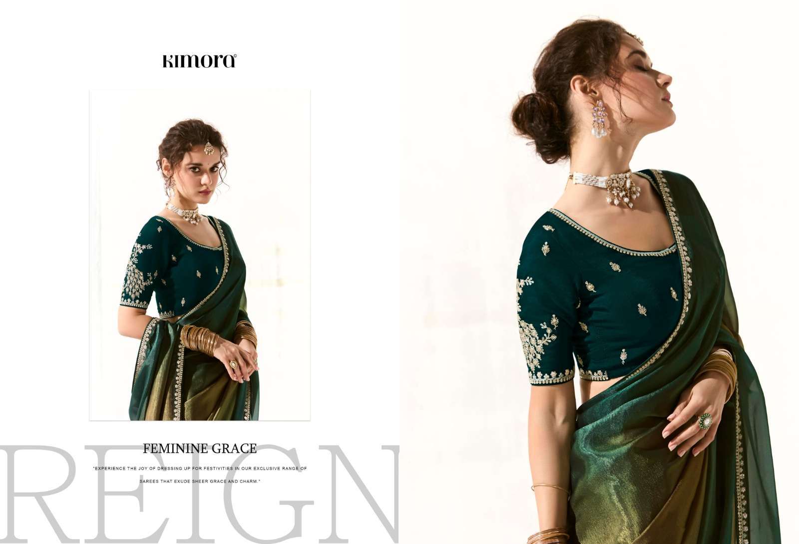 RUNWAY SERIES 2211 TO 2225 SAREE BY KIMORA DESIGNER FANCY WORK ORGANZA SAREES ARE AVAILABLE AT WHOLESALE PRICE