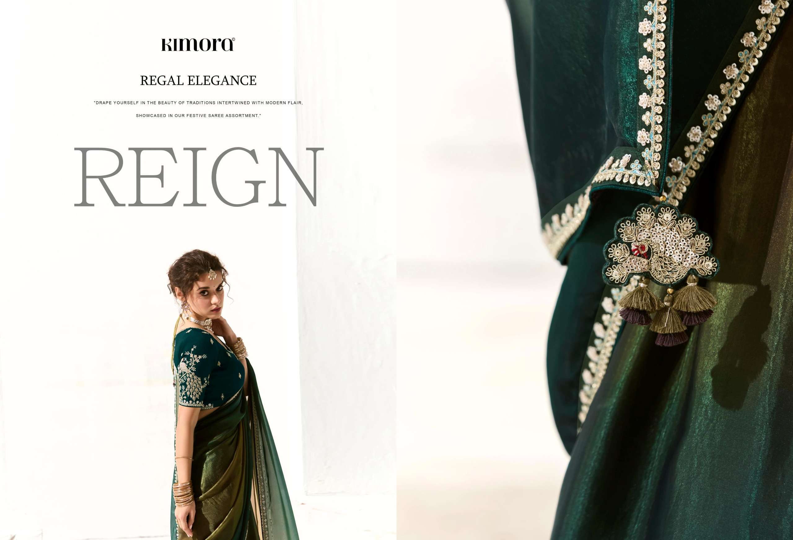 RUNWAY SERIES 2211 TO 2225 SAREE BY KIMORA DESIGNER FANCY WORK ORGANZA SAREES ARE AVAILABLE AT WHOLESALE PRICE