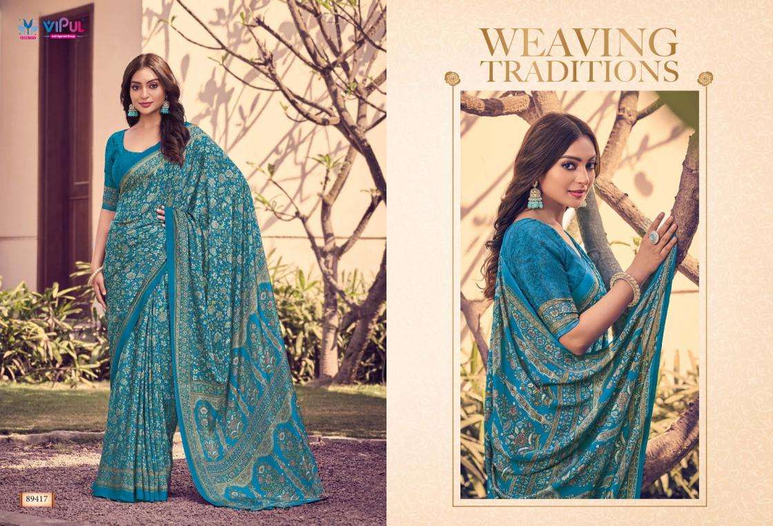 HERITAGE SILK VOL-12 SERIES 89406 TO 89423 SAREE BY VIPUL DESIGNER PRINTED FANCY SAREES ARE AVAILABLE AT WHOLESALE PRICE