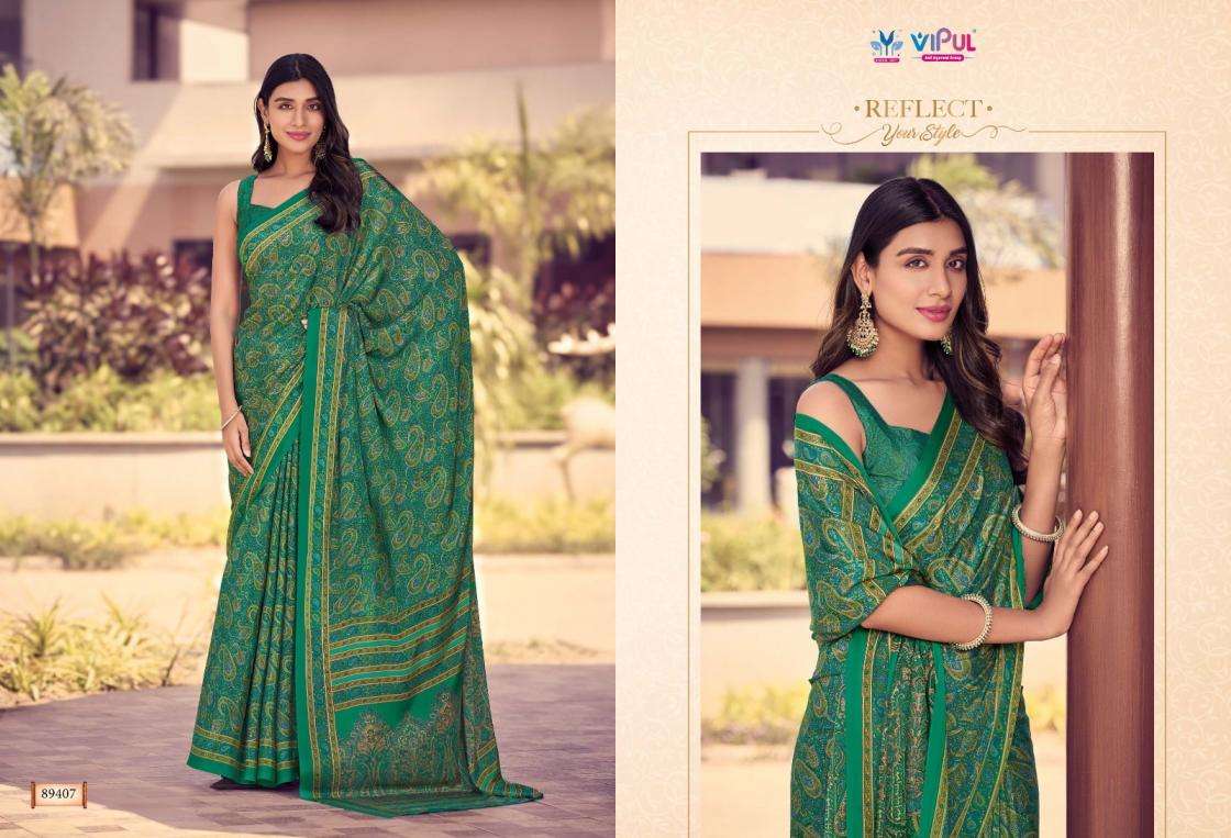 HERITAGE SILK VOL-12 SERIES 89406 TO 89423 SAREE BY VIPUL DESIGNER PRINTED FANCY SAREES ARE AVAILABLE AT WHOLESALE PRICE