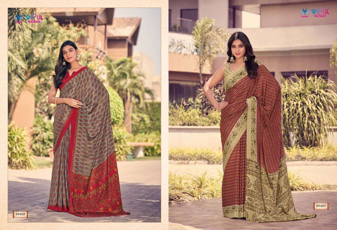 HERITAGE SILK VOL-12 SERIES 89406 TO 89423 SAREE BY VIPUL DESIGNER PRINTED FANCY SAREES ARE AVAILABLE AT WHOLESALE PRICE