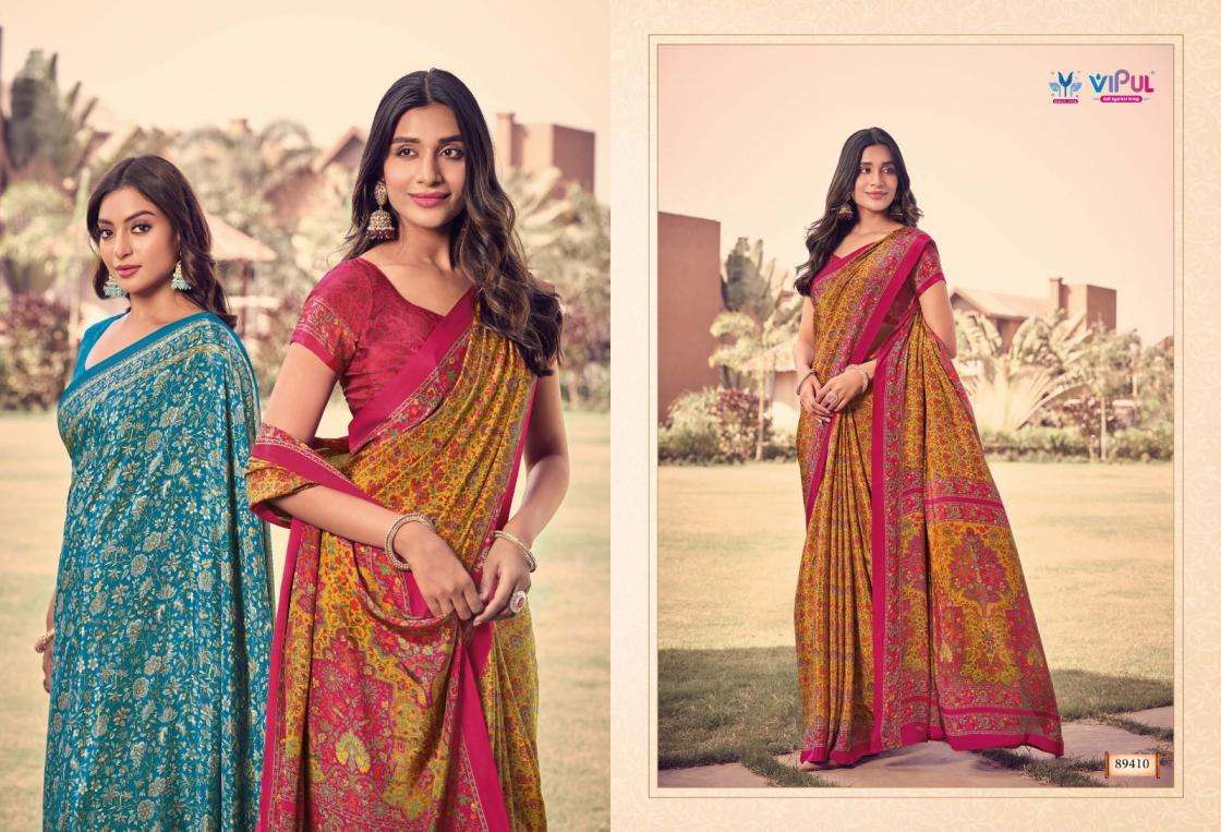 HERITAGE SILK VOL-12 SERIES 89406 TO 89423 SAREE BY VIPUL DESIGNER PRINTED FANCY SAREES ARE AVAILABLE AT WHOLESALE PRICE