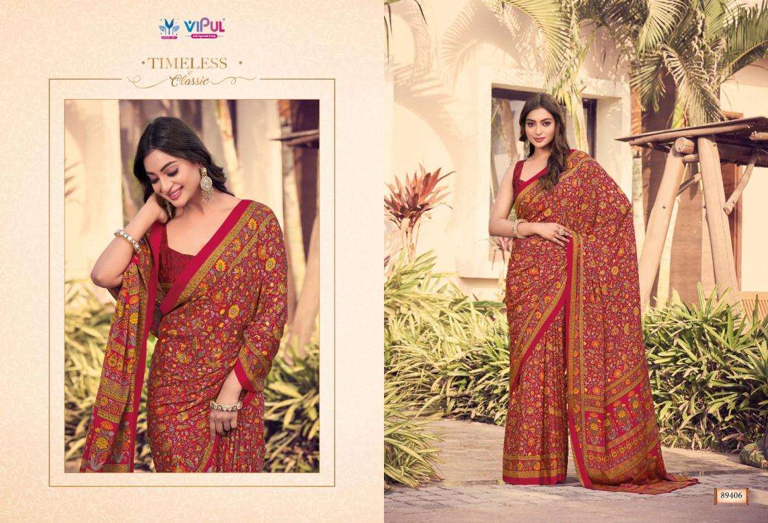 HERITAGE SILK VOL-12 SERIES 89406 TO 89423 SAREE BY VIPUL DESIGNER PRINTED FANCY SAREES ARE AVAILABLE AT WHOLESALE PRICE